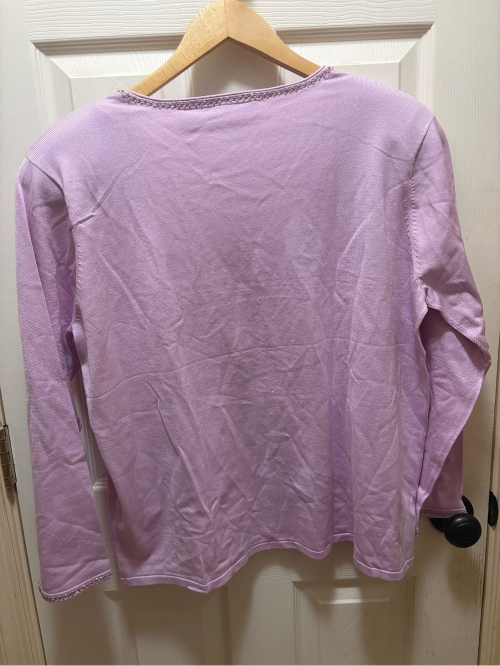 NWT Elisabeth 1X Lavender Cardigan Silk Blend Embellished Embroidered Sweater - Picture 15 of 16